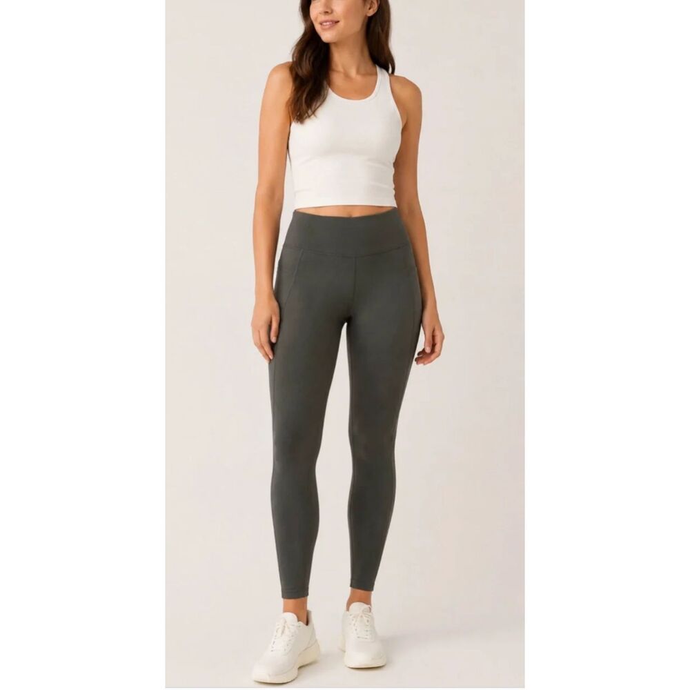 NWOT PACT Organic Cotton Grey Green On the Go-To Pocket Leggings Womens Small